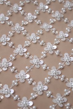 New Arrive Heavy Beaded Couture Lace Fabric for Wedding Dress, 3D Pearl Bridal Lace Fabric, Wedding Gown Lace by Yard The Lace Fabric is for 1 yard,You will receive the fabric in one continuous piece if you purchase more than 1 yard. ❤ ITEM INFORMATION Width about: 51inch (130Centimeters) Length : 91 Centimeters/ 1Yard Material:Lace,Beaded, Sequins, Pearls  Colors: color as shown. Off White ❤ NOTE We offer special discounts for designers and wholesale orders!If you want know more information abo Pearl Purl Embroidery, Fabric Work Design, 3d Lace Fabric, Dress Beads Design, 3d Sequin Embroidery, Bead Work On Fabric Ideas, Beading Techniques Fabric, Pearls Embroidery Designs, Dress With Beads Design