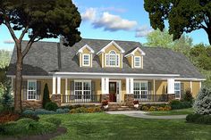 this is an artist's rendering of these country house plans for the front porch