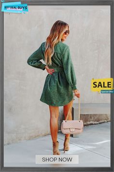 Solid Color Pocket Corduroy Women's Dress Casual Corduroy Mini Dress For Spring, Casual Spring Corduroy Dress, Casual Corduroy Dresses With Button Closure, Casual Knee-length Corduroy Dress, Mini-length Corduroy Dresses For Spring, Color Pick, Shop Now, Solid Color, Best Deals