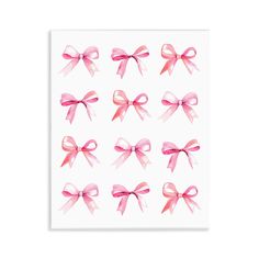 pink bows on white paper with watercolor effect in the middle and bottom part of each bow