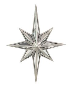 a silver star ornament hanging from the ceiling