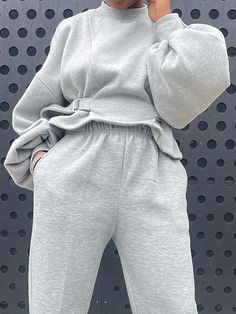 Affordable price buy Sweatshirts on Stylewe, SPU: 11VDR7N2E97, Color: Gray, Theme:Spring/Fall, Thickness:Regular. Elevated Sweatshirt Outfit, Sweat Shirts Women Outfit, Dress Up A Sweatshirt, Feminine Sweatshirt, Gray Theme, Sleeveless Kimono, Elevated Fashion, Collar Sweatshirt, Post Partum Outfits