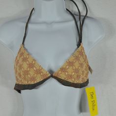 Pan Dulce Woman Swimwear Top 9/10 Made In Usa Size 9 / 10 Top Only Hand Wash 80%Nylon-20%Spandex Mad In U.S.A Beige Fitted Triangle Top, Casual Stretch Brown Swimwear, Casual Brown Stretch Swimwear, Fitted Beige Beachwear Top, Beige Fitted Top For Beachwear, Fitted Beige Top For Beachwear, Fitted Beige Swimwear For Spring, Maternity One Piece, Racerback Swimsuit