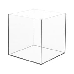 an empty glass cube on a white background