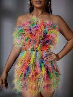 Multi Colors Ostrich Feather Strapless Dress Tube Tank - Etsy Summer Sleeveless Dress With Ostrich Feathers, Strapless Feather Dress For Party, Strapless Feather Dresses For Parties, Strapless Feather Party Dresses, Strapless Party Dresses With Feathers, Summer Strapless Dress With Feather Trim, Strapless Summer Dress With Feather Trim, Summer Party Dresses With Ostrich Feathers, Sleeveless Party Dress With Ostrich Feathers