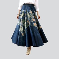 Introducing the 2023 Spring-Summer Collection's Color Flowers Print Denim Skirt – the perfect combination of street trend and modern chic!Why You'll Love This Street StapleThis painted fit-and-flare high-waisted denim skirt is designed to flatter your figure and make a statement. Crafted from premium quality denim, it features an eye-catching color flowers print, a resilient rubber closure, and a sleek slim fit, for a look that is both relaxed and on-trend.Key Highlights: Street Style: Elevate y Denim Skirts Online, Flared Denim Skirt, High Waisted Jean Skirt, Womens Denim Skirts, High Waisted Denim Skirt, Jeans Street Style, Print Denim, Painted Denim, Street Trends