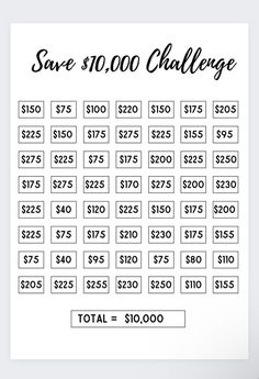 a poster with the words save $ 10, 000 challenge on it