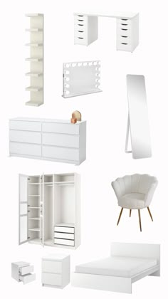 Bedroom Wishlist Ideas, Room Ideas Ikea Bedroom, Come Rendere La Camera Aesthetic, White Room Inspo Aesthetic, Chair Ideas For Bedroom, Ikea Bedroom Ideas For Teens, Model Room Aesthetic, Cute White Bedroom, Girls White Bedroom