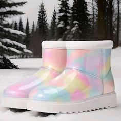 New !! Step Out In Style With These Koolaburra By Ugg Koola Clear Pastel Abstract Waterproof Boots. Perfect For Any Occasion, These Ankle Boots Feature A Round Toe Shape And Pull-On Closure For Ease Of Wear. The Boots Are Made With One-Piece Injection Uppers And Lined With Faux Fur For Added Comfort. The Low Heel Style And Slip-Resistant Rubber Outsole Make These Boots Perfect For Winter, Fall, And Spring Seasons. These Boots Are Also Waterproof And Non-Slip, Ensuring That Your Feet Stay Dry And Pink Weatherproof Winter Boots, Casual Pink Rain Boots For Winter, Round Toe Waterproof Boots For Rainy Winter Weather, Waterproof Round Toe Boots For Rainy Winter Weather, Winter Waterproof Boots With Round Toe For Rainy Weather, Waterproof Boots For Rainy Winter Weather, Casual Rain Boots For Winter, Casual Winter Rain Boots, White Waterproof Rain Boots For Winter