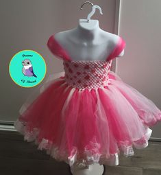 [Order] Ready to ship [About] Sweat Heart pink tutu dress with foam hearts, for children's pictures, great for birthday parties. I have recently been learning how to make ribbon trimmed tutus so my lines aren't 100% straight when sewing the ribbon, but it's not very noticeable and you can still use it for beautiful picture. selling for material cost only so I can practice 😊 [Material] Made from Crochet Tutu top and tulle [Size] Relaxed - approximately 5-6" from top to bottom and approximately 6 Fitted Pink Fairy Dress For Dress-up, Pink Fitted Fairy Dress For Dress-up, Pink Fitted Princess Fairy Dress, Whimsical Pink Fairy Dress With Tulle Skirt, Fitted Pink Princess Dress With Tulle Skirt, Cute Pink Tulle Dress, Sweet Tulle Tutu Dress With Ruffles, Pink Ballet Dress With Ruffles, Cute Summer Pageant Tutu Dress