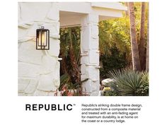 an advertisement for republic lighting in the garden