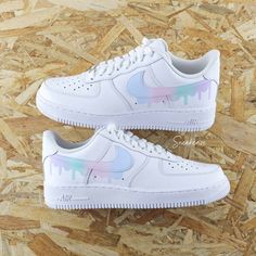 Nike Air Force 1 Aesthetic, Baskets Customisées, Pastel Shoes, Nike Custom, Nike Air Force 1 Custom, Basket Nike, Nike Air Force 1s, Nike Shoes Air Force