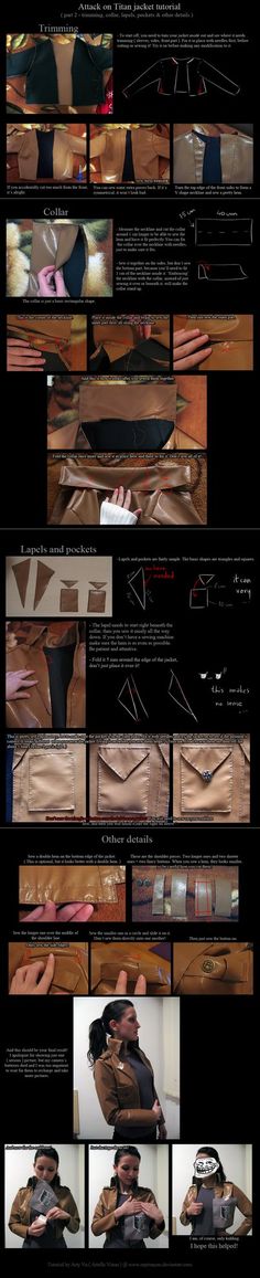 Attack on Titan jacket tutorial - details. by neptunyan on deviantART Cosplay Tools, Jacket Tutorial, Cosplay Reference