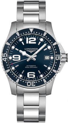 L3.641.4.96.6 | L36414966 NEW LONGINES SPORT COLLECTION HYDROCONQUEST MEN'S LUXURY WATCH Usually ships within 3 months | View In Stock Longines Watches - Free Overnight Shipping - With Manufacturer Serial Numbers - Swiss Made - Dark Blue Dial - Date Feature - Self-winding Automatic Movement - 3 Year Warranty - Guaranteed Authentic - Certificate of Authenticity - Manufacturer Box & Manual - Brushed with Polished Steel Case & Bracelet - Scratch Resistant Sapphire Crystal - 300 Meters / 1000 Feet Water-Resistant - 39mm = 1 1/2" Case, 7" Adjustable Bracelet - Deployment Buckle - Screw Down Crown & Caseback - Free Bracelet Sizing     Also Known As Model # L36414966 / 36414966 Longines Hydroconquest, Swiss Watch Brands, Longines Watch, Skeleton Watches, Swiss Watch, Gents Watches, Blue Watches, Dive Watches, Omega Seamaster