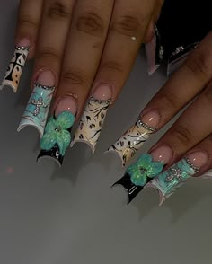 Green Duck Nails, Duck Nails Long, Acrylic Claws, Bills Paid, Nail Inspo Ideas, Pretty And Polished, Dragon Claws, Hands Nails