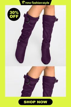 knowfashionstyle Purple Fashion Casual Solid Color Pointed Keep Warm High Boots Purple Fashion Casual, Fur Fashion, Purple Fashion, Boots Shoes, Grey Fashion, Green Fashion, Red Fashion, Wholesale Fashion, Boot Shoes Women