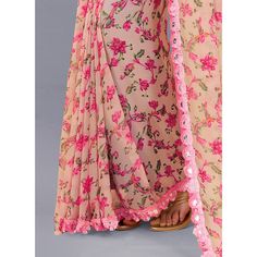 Pink colored saree is prettified with beautiful floral printed with mirror work as shown which makes it appear classy. This saree is made of georgette fabric which is accompanied with silk blouse piece which you can customise as per your design/style. Women can buy this saree to wear for their parties and functions. Note:- The actual product may differ slightly in color and design from the one illustrated in the images when compared with computer or mobile screen. Measurements: Saree : Georgette Georgette Pre-draped Saree With Floral Print, Pink Georgette Pre-draped Saree With Floral Print, Pink Floral Pre-draped Saree In Georgette, Pink Floral Print Pre-draped Georgette Saree, Pink Floral Pre-draped Georgette Saree, Navratri Floral Print Georgette Pre-draped Saree, Multicolor Floral Print Pre-draped Georgette Saree, Festival Georgette Pre-draped Saree With Printed Border, Festive Semi-stitched Floral Print Pre-draped Saree