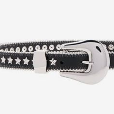 Note: The Stock Photos Are The Same Belt But In A Different Metal Color. Mine Is Black With "Antique" Accents. Will Post Photos Shortly. In Very Good Used Condition. There Are Mild Scratches On Buckle But It's Kind Of Just The Look, Not Sure If It Was That Way Originally. Just Like The Barcelona Belt, But With Stars Instead Of Ball Studs. Skinny, Genuine Leather Belt. Antique Tone Buckle Closure And Stud Accents. Antique Tone Beaded Edging Throughout. Approx. 1" Wide. 90s Belt, Adidas Bold, Beaded Edging, B Low The Belt, Double Buckle Belt, Costume Inspo, Pink Beanies, Wrap Belt, Studded Belt