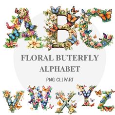 the letters are made up of butterflies and flowers