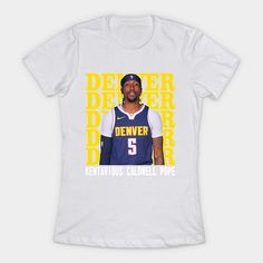 Denver Nuggets Kentavious Caldwell Pope -- Choose from our vast selection of Crewneck and V-Neck T-Shirts to match with your favorite design to make the perfect custom graphic T-Shirt. Pick your favorite: Classic, V-Neck, Tri-Blend, or Heavyweight. Customize your color! For women. Custom Print T-shirt For Fans, Denver Nuggets, Sports Basketball, Denver, V Neck T Shirt, Graphic T Shirt, The Selection, Crew Neck, T Shirts For Women