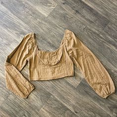 Wild Fable Brand Size Large Never Worn Long Sleeve Brown Crop Top For Spring, Cotton Crop Top For Day Out In Fall, Cotton Crop Top For Fall Day Out, Brown Cotton Top For Brunch, Brown Cotton Tops For Brunch, Cropped Long Sleeve Top, Cropped Long Sleeve, Wild Fable, Long Sleeve Top