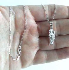 "925 STERLING SILVER SAINT JUDE NECKLACE.18\" LONG MARINER LINK CHAIN. FOR GOOD LUCK ,PROSPERITY ,PROTECTION AND MONEY. PENDANT : 30X8 mm 925 PLATA ESTERLINA CADENA DE SAN JUDAS .18\" LARGO MARINER CADENA. PARA PROSPERIDAD, BUENA SUERTE,PROTECCION,AMOR Y DINERO. DIJE: 30X8 mm" Sterling Silver Spiritual Necklace, Silver 925 Stamped Necklace For Mother's Day, Sterling Silver Polished Necklace For Mother's Day, Sterling Silver Necklace With Polished Finish For Mother's Day, Mother's Day Polished Sterling Silver Necklaces, Mother's Day Sterling Silver Polished Necklace, St Jude Necklace, Saint Jude, For Good Luck