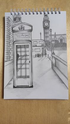 a drawing of a phone booth in london