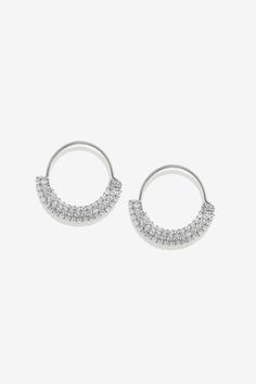 Silver Saz Mini Hoop Earrings | Adornmonde Small Hoop Cubic Zirconia Crystal Earrings, Small Hoop Earrings With Sparkling Stones, Small Hoop Diamond Earrings, Luxe Jewelry, Mini Hoop Earrings, Crystal Design, Rainbow Earrings, Jewelry Card, Design Earrings