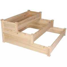 two wooden raised beds sitting side by side on top of each other in front of a white background