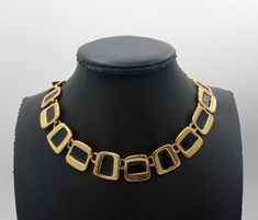 Vintage Statement Necklace Black & Gold Geometric Necklace - Etsy Retro Black Metal Necklace, Retro Black Necklace For Formal Occasions, Retro Black Jewelry For Formal Occasions, Retro Metal Necklace For Evening, Retro Black Jewelry For Evening, Retro Chain Necklace For Formal Occasions, Retro Formal Chain Necklace, Formal Retro Chain Necklace, Gold Geometric Necklace