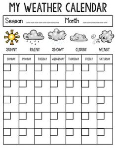 a weather calendar with the words, my weather calendar written in black and white on it