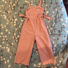 Girls Jumpsuits Red And White Stripe. Elastic Waist In Back And Waist Can Adjusted With Side Tie. So Cute For Fourth Of July Or Memorial Day. Very Comfortable Light Weight Material Can Dress Up Or Down. *Never Worn Perfect Condition. Sparkly Jumpsuit, Girls Jumpsuit, Flower Romper, Khaki Tops, White Jumper, Hearts Girl, Ruffle Pants, Red Jumpsuit, Sleeveless Rompers