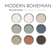 the color scheme for modern bohemian is shown in different shades and sizes, including neutrals