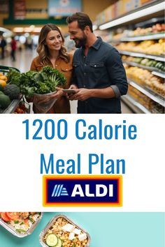 Image showing a couple shopping for fresh groceries, emphasizing a meal plan for a 1200 calorie diet with a focus on clean eating and healthy choices. Meal Prep On A Budget, Clean Eating Plan, Clean Eating Plans