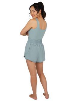 Smocked at the waist for an updated look, this sleeveless romper from Yogalicious is finished with a flattering square neckline. | Yogalicious Women's Sleeveless Stevie Romper with Smocked Waist, XS Casual Sleeveless Jumpsuits And Rompers With Elastic Back, Casual Sleeveless Jumpsuit With Elastic Back, Casual Jumpsuits And Rompers With Smocked Back For Daywear, Stretch Sleeveless Jumpsuits And Rompers With Smocked Bodice, Sleeveless Jumpsuits And Rompers With Smocked Back For Loungewear, Sleeveless Jumpsuits And Rompers For Loungewear With Smocked Back, Sleeveless Jumpsuits And Rompers For Loungewear, Casual Sleeveless Jumpsuits And Rompers With Smocked Bodice, Sleeveless Rompers