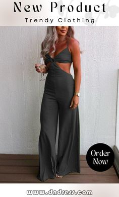 Top Influencer Cutcot Jumpsuit Casual Cutout Jumpsuits And Rompers For Spring, Casual Spring Jumpsuits And Rompers With Cutout, Casual Summer Jumpsuits And Rompers With Cutout, Summer Casual Jumpsuits And Rompers With Cutout, Fitted Solid Color Jumpsuits And Rompers For Beach, Summer Cutout Jumpsuits And Rompers For Date Night, Fitted Solid Color Jumpsuit For Beach, Jumpsuits And Romper, Jumpsuit Fashion