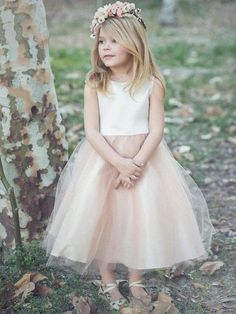 Champagne Flower Girl, Flower Girl Dresses Champagne, Blush Flower Girl Dresses, Kid Dress, Sleeveless Flower Girl Dresses, Tea Length Tulle, Champagne Flowers, Satin Flower Girl Dress