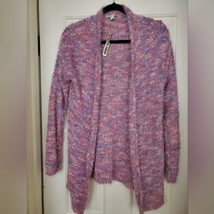 New With Tag Moral Fiber Cute, Fuzzy And Cozy Pink Purple Multi Color Cardigan Sweater Size Large Comes From Smoke Free Home Don't Be Shy - Send Me Your Best Offer Trendy Purple Long Sleeve Cardigan, Casual Lavender Spring Cardigan, Cozy Purple Cardigan For Spring, Trendy Purple Soft Knit Sweater, Purple Knit Outerwear For Fall, Casual Purple Soft Knit Cardigan, Mauve Long Sleeve Winter Sweater, Cozy Purple Knit Cardigan, Purple Winter Cardigan For Layering