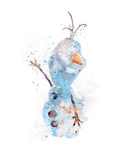 a watercolor painting of a snowman