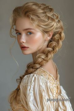 Braid Painting, How To Fishtail, Blonde Goddess, Photography References, Braids Step By Step, Elf Characters, 얼굴 그리기, French Braid Hairstyles, Fishtail Braid