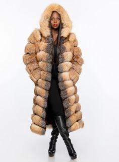 Crystal Gina Full Length Fox Fur Detachable Sleeves Detachable Hood – The Fancy Success Fox Fur Vest, Fox Coat, Fox Fur Jacket, Detachable Sleeves, Shearling Vest, Fall Clothing, Fox Fur Coat, Streetwear Fashion Women, Silver Fox