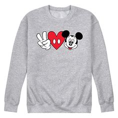 Join in on the fun with this Disney's Mickey Mouse Men's Peace Love Mickey Fleece Sweatshirt. © Disney Join in on the fun with this Disney's Mickey Mouse Men's Peace Love Mickey Fleece Sweatshirt. © Disney FEATURES Crewneck Long sleeveFABRIC & CARE Cotton, polyester Machine wash Imported Color: Med Grey. Gender: male. Age Group: adult. Pattern: Graphic. Fleece Sweatshirt, Pattern Graphic, Disney Mickey Mouse, Peace Love, Disney Mickey, Peace And Love, Minnie Mouse, Fabric Weights, Age Group