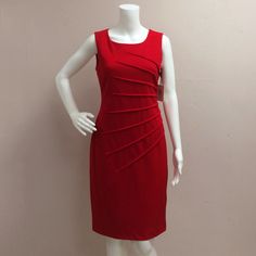 Description: Calvin Klein Color: Red Size: 2 Bust - 16.5" Dress Length - 37" Waist - 12.5" Disclaimer: All Measurements Are Taken From Seam To Seam And Are Approximate Material: 63% Polyester 33% Rayon 4% Spandex Interior: 100% Polyester Care Instructions: - Professional Dry Clean Only Calvin Klein Blue Dress, Spring Midi Dress, White Dress Winter, White Fitted Dress, Pink Calvin Klein, Calvin Klein Black Dress, Womens Sheath Dress, Calvin Klein Red, Maroon Dress