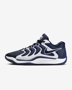 the nike zoom basketball shoe in blue and white is on sale for $ 599