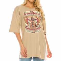 Color Is Taupe Nashville Country Music City Graphic Oversized Tee - 100% Cotton - 30 Singles Jersey With 1x1 Rib Knit Neck - 150gsm (4.42 Oz/Yd Square) Short Sleeve T-shirt For Music Festival In Fall, Relaxed Fit Short Sleeve T-shirt For Music Festival, Spring Music Festival Crew Neck Tops, Crew Neck Tops For Spring Music Festival, Spring Crew Neck Tops For Music Festival, Casual Cotton Tops For Music Festival, Casual Tops For Fall Music Festival, Casual Fall Tops For Music Festival, Trendy Fall Music Festival T-shirt