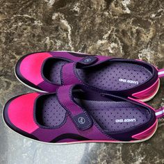 Lands’ End Mary Jane Style Water Shoe Sized 11 D. These Look Almost Brand New. They Are A Hot Pink And Purple. They Close With The Velcro Tab On The Side. Pink Slip-on Sneakers With Closed Toe, Casual Purple Closed Toe Sneakers, Purple Round Toe Walking Shoes For Sports, Purple Walking Shoes With Round Toe For Sports, Purple Walking Shoes With Round Toe, Sporty Purple Walking Shoes With Round Toe, Jane Shoes, Water Shoes, Color Therapy