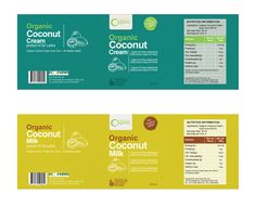 two different packaging designs for organic coconut milk