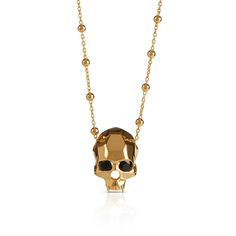 Geometric vampire skull pendant in 18 carat gold vermeil with black onyx eyes and fanged teeth. Kasun pieces are often playful, sometimes quirky, and always beautiful. Made in Thailand 18ct yellow gold plated sterling silver Yellow Gold Skull Jewelry For Gift, Gold Skull Jewelry For Party, Luxury Skull Jewelry For Gifts, Luxury Skull Shaped Jewelry For Gift, Gold Skull Necklace For Halloween, Halloween Skull Shaped Gold Jewelry, Fanged Teeth, Onyx Eyes, Vampire Skull