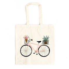 Looking for a cute tote bag to carry all your essentials this summer? This cute Bicycle With Flowers bag will be perfect to add to your collection. Perfect for a day at the beach or every day life! Cute Reusable Travel Bags, Summer Bags, Recyclable For Everyday Use, Eco-friendly Ink Canvas Bag For Everyday Summer Use, Cute Rectangular Beach Bag For Everyday Use, Bicycle With Flowers, Painted Canvas Bags, Pretty Tote Bags, Summer Bike, Boho Tote Bag