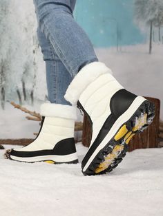 Women Outdoor Leisure Sports Ankle Boots Patchwork High-Top Boots Warm Zipper Snow Boots Mid-Calf Winter Shoes Black and White     Plain    Women Shoes, size features are:Bust: ,Length: ,Sleeve Length: High Top Boots, Outdoor Leisure, Snow Boots Women, Carnival Costumes, Outdoor Shoes, Winter Shoes, Inspiration Mode, Sleeves (women), Outdoor Woman